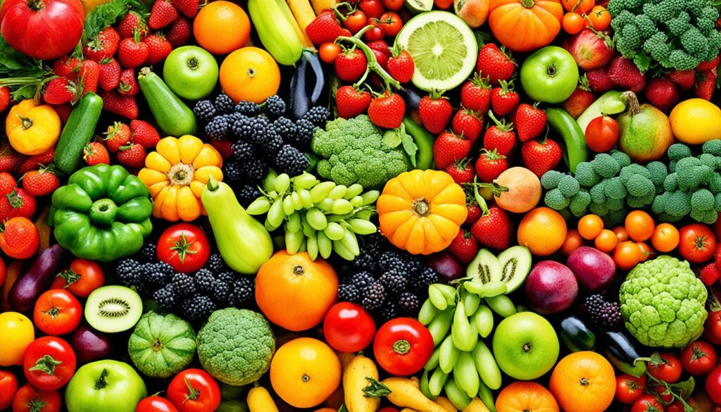 ripe fruits and vegetables